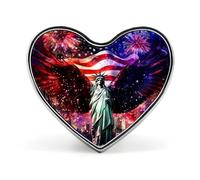 Ea-gles Wings Firework U.S. Flag Heart Metal Brooches 1 Inch Decorative Badges Exquisite Decorations Pins for Clothing