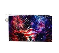Ea-gles Wings Firework U.S. Flag Portable Coin Purse Pouch Funny Zero Wallet with Zipper Lightweight Organizer Bags for Women Men