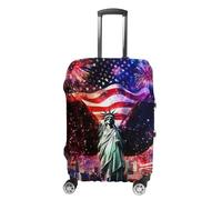Ea-gles Wings Firework U.S. Flag Printed Luggage Cover Washable Suitcase Protector Fits 19-32 Inch Funny Travel Accessories