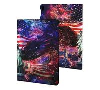 Ea-gles Wings Firework U.S. Flag Printed Tablet Cases Compatible with iPad Series Slim Trifold Stand Protective Cover