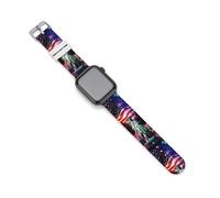 Ea-gles Wings Firework U.S. Flag Silicone Quick Release Watch Band Compatible with IWatch Waterproof Replacement Sport Strap for Men Women