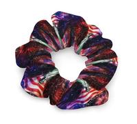 Ea-gles Wings Firework U.S. Flag Soft Satin Scrunchies Fashion Print Hair Ties Big Ponytail Holder Birthday Gift for Women