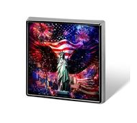 Ea-gles Wings Firework U.S. Flag Square Metal Brooches 1 Inch Decorative Badges Exquisite Decorations Pins for Clothing