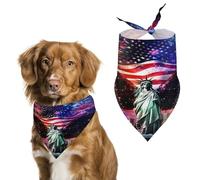 Ea-gles Wings Firework U.S. Flag Triangle Dog Bandana Adjustable Pet Bibs Summer Washable Scarf for Small Medium Large Pets