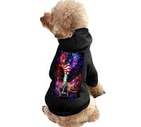 Ea-gles Wings Firework U.S. Flag Warm Dog Hooded Sweatshirt with Hat Soft Pet Pullover Clothes for Small Medium Large Pets