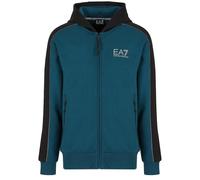 EA7 Athletic Colour Block Mens Hooded Sweatshirt Colour: REFLECT POND, Size: Medium