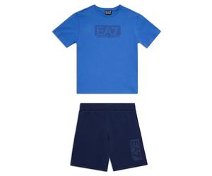 EA7 Boys Visibility T-Shirt & Shorts Set Size: UK 8, Colour: Blue
