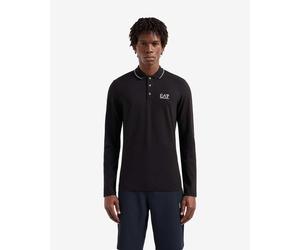 EA7, Core Identity Logo Stripe, long sleeve polo shirt, black and white - S