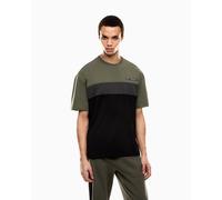 EA7 Emporio Armani 7M000935 Athletic Colour Block Cotton-Blend Crew-Neck T-Shirt