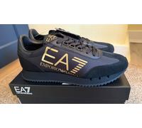 EA7 Men's Big Logo Trainers, Black/Gold, 6 UK