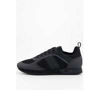 EA7 Emporio Armani Side Logo Mesh & Pu Runner Trainers - Black, Black, Size 7, Men Black