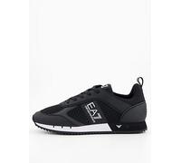 EA7 Emporio Armani Side Logo Mesh & Pu Runner Trainers, Black, Size 6, Men Black