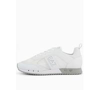 EA7 Emporio Armani Side Logo Mesh & Pu Runner Trainers - White, White, Size 9, Men White