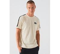EA7 Emporio Armani Train Logo Series Tape Shoulder T-Shirt, Beige, Size S, Men Beige