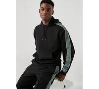 EA7 Emporio Armani Train Premium Taped Sleeve Overhead Hoodie, Black, Size S, Men Black