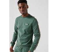 EA7 Emporio Armani Train Taped Sleeve Crew Neck Sweatshirt, Dark Green, Size S, Men Dark Green