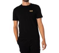 EA7 Men's Chest Logo T-Shirt, Black/Gold, XXL