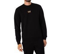 EA7 Men's Logo Sweatshirt, Black/Gold, L