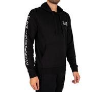 EA7 Men's Sleeve Brand Pullover Hoodie, Black
