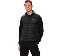 EA7 Men's Woven Down Gilet, Black/Gold, XL