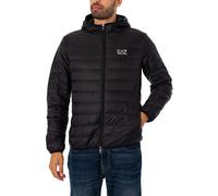 EA7 Men's Woven Down Jacket, Black/Silver, XXL