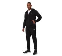 EA7 Men's Zippe Hooded Tracksuit, Black/Gold, Black/White, M