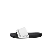 EA7 Unisex Black and White Logo Slide Sandals, White Black, 8 UK