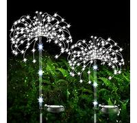 eaaerr Solar Lights Garden, 2 Pack 120LED Decorative Starburst Lights Outdoor Solar Garden Stake Lights Waterproof Solar Firework Lights for Patio Lawn Backyard Wedding(Cool White)