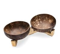 EAAGD 2-Pack Handmade Natural Coconut Shell Dog Bowl, Eco-Friendly Pet Food Dish, Easy-to-Clean Sustainable Feeding Bowl for Dogs