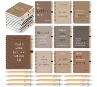 Eaasty 10 Sets Christian Gifts Bulk Bible Notebook with Pen, Black, Brown | Bamboo Ballpoint, A6 Small Scripture Prayer Journal, Notepads for Women Men Church Members Bible Study Groups