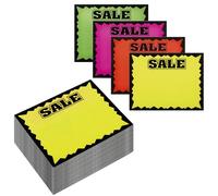 Eaasty 100 Pcs 5.5" x 7" Starburst Signs, Fluorescent Neon Sale Retail Sign Cards, Rectangular Burst Blank Price Tags Special Price Cards for Retail Store, Yard Garage Sale Supplies