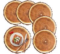 Eaasty 100 Pcs Disposable Slice Paper Place Mats Vintage Round Rustic Slices Place Mat for Summer Spring Fall Dinner Country Farmhouse Table Setting Wedding Party Table Pastoral Style Decor