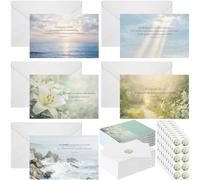 Eaasty 100 pcs Elegant Christian Sympathy Cards with Envelopes, Scripture Condolence Card Assortment for Loss of Loved One, Religious Bereavement Greeting Cards with Sentiments Inside, Nature Floral