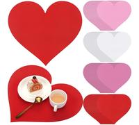 Eaasty 100 Pcs Valentine's Day Heart Placemats Disposable Heart Paper Placemats Bulk Red Heart Shaped Dinner Mat for Valentine's Day Table Setting Wedding Home Dinner Holiday Party Decoration