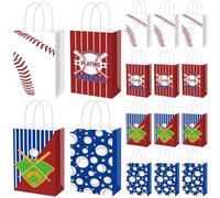 Eaasty 16 Pcs Baseball Gift Bags with Handle Baseball Goodie Paper Bags for Candy Treat Snack Birthday Sports Themed Party Supplies Decorations 4 Different Types