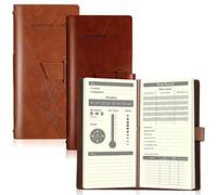 Eaasty 2 Pcs Leather Hunting Log Book Elk Hunting Journal Notebook for Men Designed for Huntsman to Record Hunt Details for Dad Husband Father's Day Birthday Gift, 96 Pages(Tan, Reddish Brown)