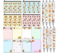 Eaasty 20 Pieces Sloth Gift Set Cute Sticky Notes with Pens, Pencil Bags Makeup Bags, 3 x 4 Inch Animal Notepads, Funny 1.0 mm Ballpoint Pens, Office Pink Bow Party Supplies for Women