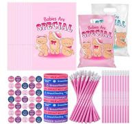 Eaasty 200 Pcs Breastfeeding Awareness Accessories Gifts Bulk World Breastfeeding Week Items Plastic Goody Bags Buttons Pencil Wristband Accessories for National Breastfeed Month Supply
