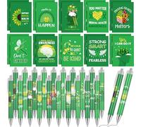 Eaasty 200 Pcs Mental Health Notebook Ballpoint Pen Gifts Bulk Include 100 Green Awareness Notebooks 100 Green Retractable Pens for Office Wellness Program Community Supplies(200 Pcs, Mental Health)