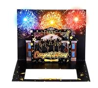 Eaasty 2026 Graduation Greeting Card Grad Fireworks Pop Up 3D Greeting Card Light & Music Congratulations Personalized Gift Happy Graduation for High School, College, Master's(Fireworks)