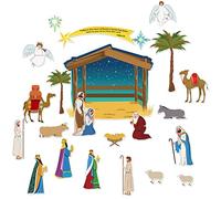 Eaasty 23 Pcs Christian Nativity Bulletin Board Set Nativity Scene Bulletin Board Christmas Decorations with 60 Glue Points Religious Scene Cutout for Classroom Chalkboard Church Party Wall Decor