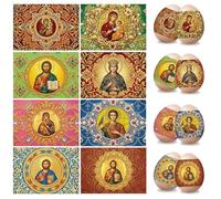 Eaasty 24 Pcs Orthodox Easter Egg Wraps Religious Russian Icons Heat Shrink Sleeves Ukrainian Pysanky Supplies Traditional Easter Eggs Decorating Kit for Orthodox Party Decoration Eggs