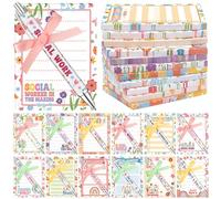 Eaasty 24 Sets Christmas Social Worker Appreciation Gifts Bulk Notepads and Ballpoint Pens Set with Ribbon Social Work Month Gifts for School Staff Coworker Office Supplies