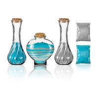 Eaasty 3 Pcs Unity Sand Ceremony Kit for Wedding Handmade Decorative Vase Set with Cork Lids 1 lb Colored Sand Wedding Decorative Glass Jars Container for Wedding Ceremony Ideas (Gray, Blue)