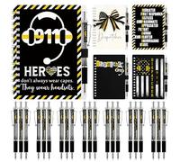 Eaasty 30 Set 911 Dispatcher Appreciation Week Gifts 911 Operator Dispatcher Spiral Notebook with Flag Headset Design Ballpoint Pen Accessories for First Responders Police Emergency Dispatch