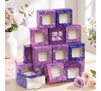 Eaasty 30 Set Purple Demon Party Treat Boxes with Window Singer Themed Goodie Cookie Candy Containers Cupcake for Birthday Decorations K-pop Theme Favor Gift Party Supplies