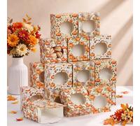 Eaasty 30 Sets Thanksgiving Fall Party Favor Boxes Autumn Candy Treat Box Leaf Bakery Treat Box Paper Gift Container for Autumn Harvest Party Birthday Supplies Birthday Baby Shower (Pumpkin)