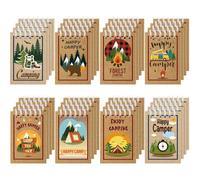 Eaasty 32 Pack Camp Adventure Theme Notepads Mini Spiral Notebook Tiny Notebook Camping Journal Pocket Notebook for Kids Camping Party Favors Writing Drawing Note Taking, 2.4 x 3.5 Inch (Rustic)