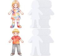 Eaasty 36 Pcs Boy and Girl Color Diffusing Paper DIY People Watercolor Diffusing Paper DIY Coloring Crafts Boy Girl Blank Doll Outlines for Kids School Classroom Project Activity Bulletin Board Decor
