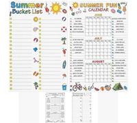 Eaasty 4 Pcs Summer Calendar Poster Bucket List Set with Blank Coloring Poster June July August Activity Planner Large DIY Summer Calendar Family Activities Planner Checklist for Holiday Vacation Camp